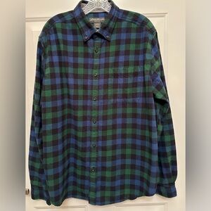 Eddie Bauer Men’s XL Flannel Shirt Blue Green Plaid-Like New
